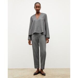 M.M. Lafleur Tunic Top Womens Small Gray‎ Annette Flannel Twill Cotton Shirt
